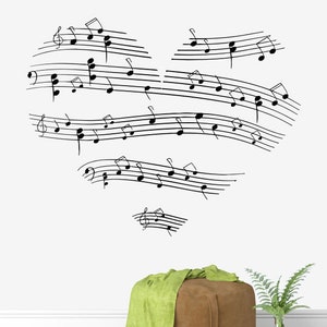 Music Notes Heart Wall Decal Music Wall Decor Music Instrument Wall Decal 378t