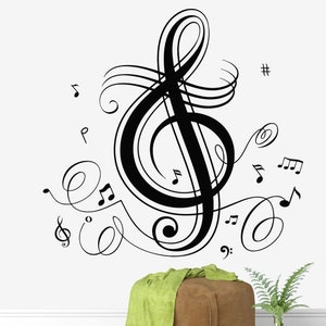 Music Notes Wall Decal Music Wall Decor Music Instrument Wall Decal 406t