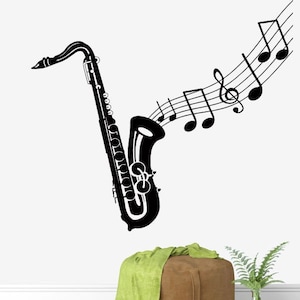 Saxophone Music Notes Wall Decal Music Wall Decor Music Instrument Wall Decal 376t
