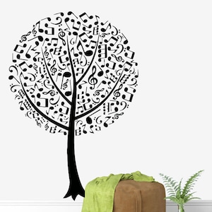 Music Tree Notes Wall Decal Music Wall Decor Music Instrument Wall Decal 426t
