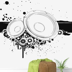 Music Speakers Wall Decal Music Wall Decor Music Instrument Wall Decal 373t