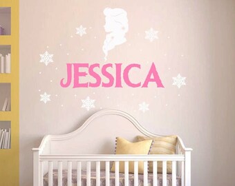 Frozen Spark | Name Decal | Snowflake Crown Design | Princess Nursery Decor | CN22