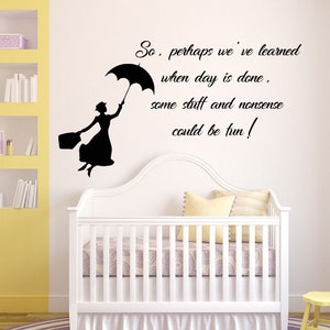 Mary Poppins Quote Wall Decal Cartoon Decals for Nursery Let's Fly a Kite Mary Poppins Wall Art 05mp