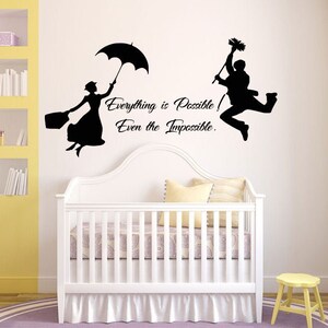 Sticker mural citation Mary Poppins Stickers dessins animés pour chambre d'enfant - Faisons un cerf-volant Art mural Mary Poppins 04mp