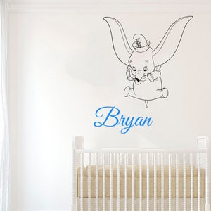 Dumbo Elephant Wall Decal Dumbo Wall Sticker  Nursery Wall Decor 5059