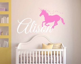 Personalized Name Wall Decal | Unicorn Wall Decal | Custom Name Wall Decal | Decal for Nursery cn15