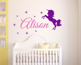 Personalized Name Wall Decal | Unicorn Wall Decal | Custom Name Wall Decal | Decal for Nursery cn12