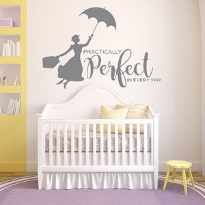 Mary Poppins Quote Wall Decal Cartoon Decals for Nursery Let's Fly a Kite Mary Poppins Wall Art 16mp