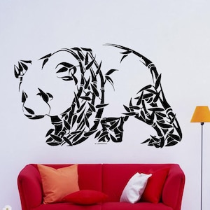 Panda, oso, animales, bambú, decoración de pared, calcomanía de pared, calcomanía para auto, calcomanía para ventana, calcomanía de vinilo hecha a mano 1093