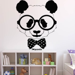 Panda, oso, animales, bambú, decoración de pared, calcomanía de pared, calcomanía para auto, calcomanía para ventana, calcomanía de vinilo hecha a mano 1087