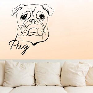 Pug Animals, Dog, Pets, dog Breed, Puppy Wall decor,Wall Decal,Window Sticker,Vinyl sticker Handmade t266