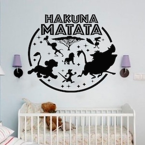 Hakuna Matata Wall Decal The Lion King Cartoon Wall Sticker Simba Wall Decal Nursery Wall Decor 4962