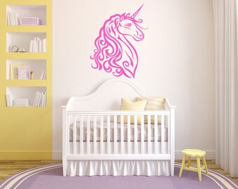 Unicorn Wall Decal: Pegasus Nursery Decor Sticker 712b
