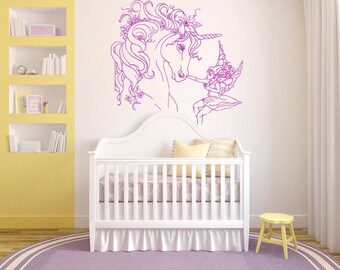 Unicorn Wall Decal: Pegasus Nursery Decor Sticker 610b