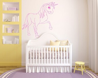 Unicorn Wall Decal: Pegasus Nursery Decor Sticker 664b