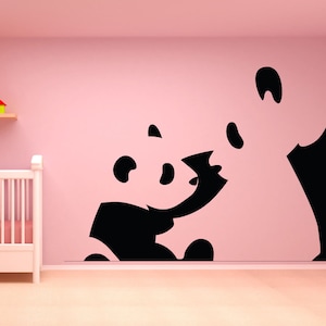 Panda, oso, animales, bambú, decoración de pared, calcomanía de pared, calcomanía para auto, calcomanía para ventana, calcomanía de vinilo hecha a mano 1114