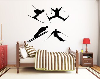 Skier Ski Jumper Vinyl Wall Decal for Home Decor 26x22
