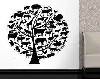 Tree wall,Nature,tree Trunk,Branch,Leaf,Birds,Spruce,Pine,Larch,Birch,Wall decor,Wall Decal,Window Sticker,Vinyl sticker Handmade 1236