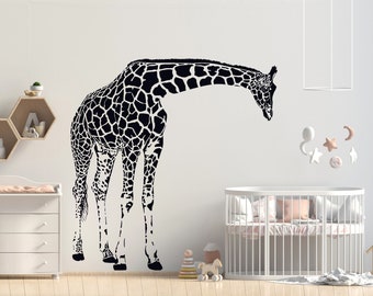 Tiukiu Name Wall Decal Giraffe Wall Decal Giraffe Baby Boy Room Decor Safari Wall Decal Nursery Wall Decal Large Size