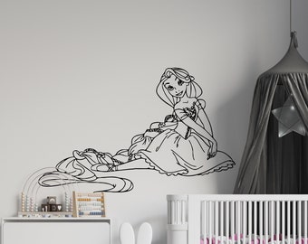 Rapunzel Wandtattoo: Cartoon Prinzessin Dekor für Mädchen Schlafzimmer DP16