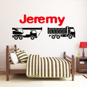 Personalized Name Construction Bulldozer Wall Decal | Heavy Construction Wall Sticker | Tractor Wall Decor | Decals for Boys HL26
