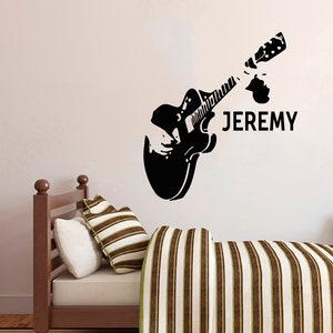 Personalized Name Guitar Wall Decal Music Wall Decor Music Instrument Wall Decal 5166