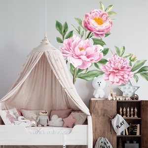 Blumen Wandtattoo Blumen Wanddekor Für Kinderzimmer Aquarell Pfingstrose Wandaufkleber FLC35