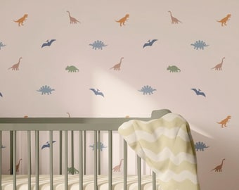 Watercolor Dinosaur Wall Mural | Baby Dino Pastel Peel and Stick Nursery Wallpaper PW667