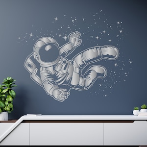 Astronaut Wall Decal | Outer Space Wall Decal | Custom Name Wall Decal | Decal for Nursery CUS132