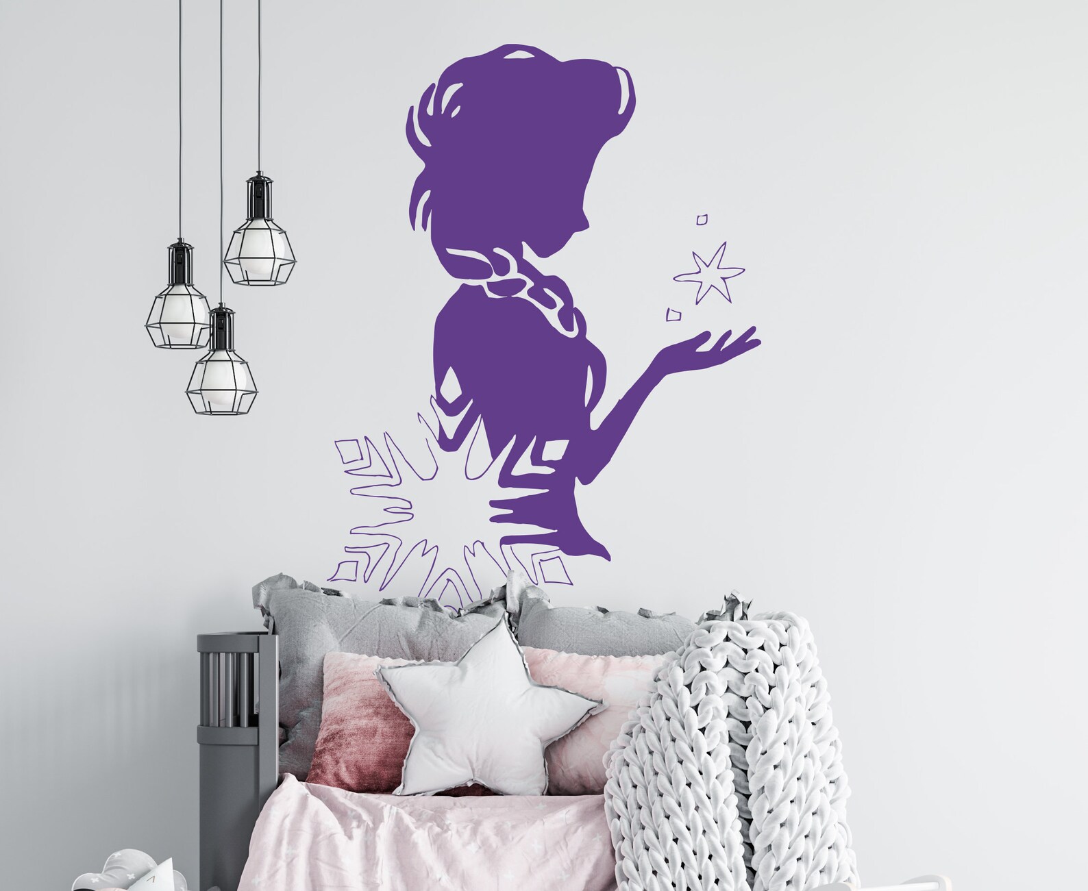 Princess Elsa Wall Decal Frozen Wall Decor Cartoon Wall Etsy