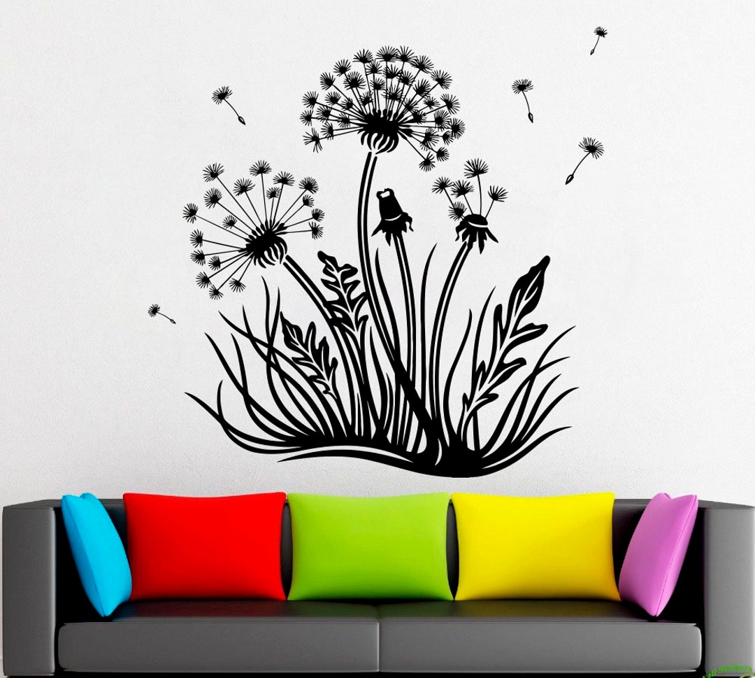 Dandelion Vinyl Wall Decal: Removable Flower Window Sticker 2213 - Etsy