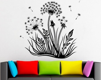 Dandelion decor, flower, plant, nature, gift,Wall decor,Wall Decal,Window Sticker,Vinyl sticker Handmade 2213