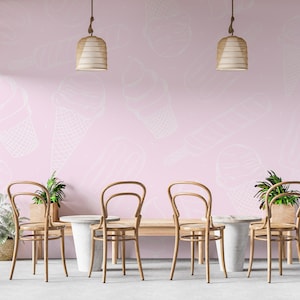 Ice Cream Wall Graphics Peel and Stick Wallpaper Ice Cream Cafe Restaurant Self Adhesive Removable Fabric Restaurant Mural PW217
