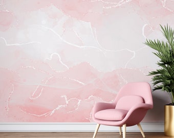 Blush Marble Dream | Pink Marble Peel and Stick Wallpaper | Removable Wall Mural | PW125