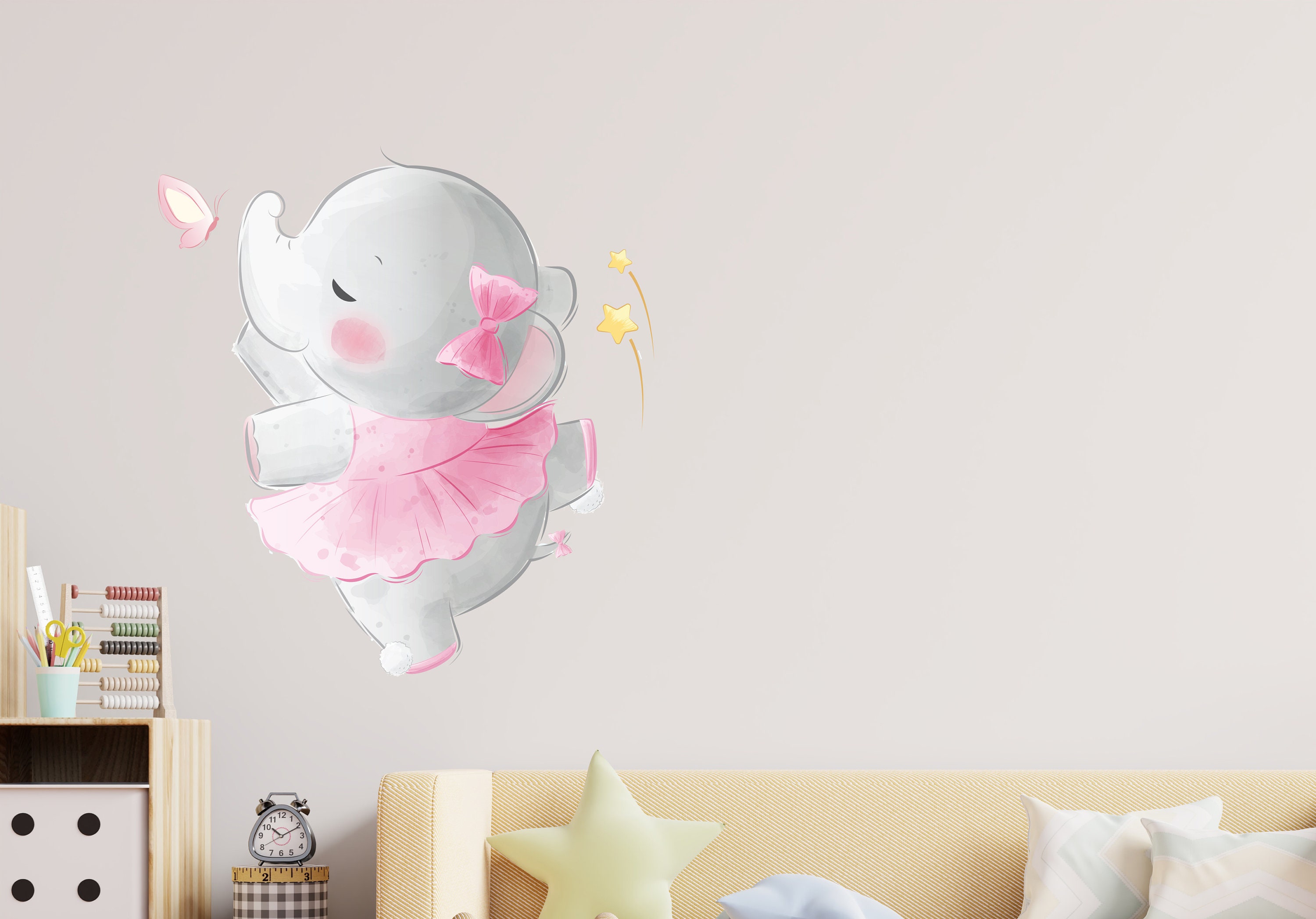 Cute Baby Elephant Wall Decal for Baby Girl Nursery Elephant Etsy