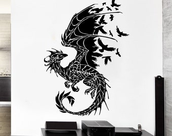 Dragon Flame Vinyl Wall Decal: Removable Home Decor Sticker 4578