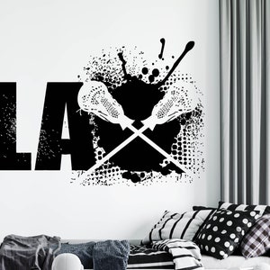 Lacrosse Wandtattoo | Lacrosse Wanddekor | Name Lacrosse Spieler | Lacrosse Sticks Wandaufkleber 1032