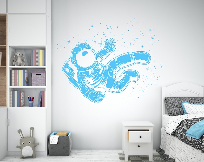 Astronaut Wall Decal Outer Space Wall Decal Custom Name Etsy