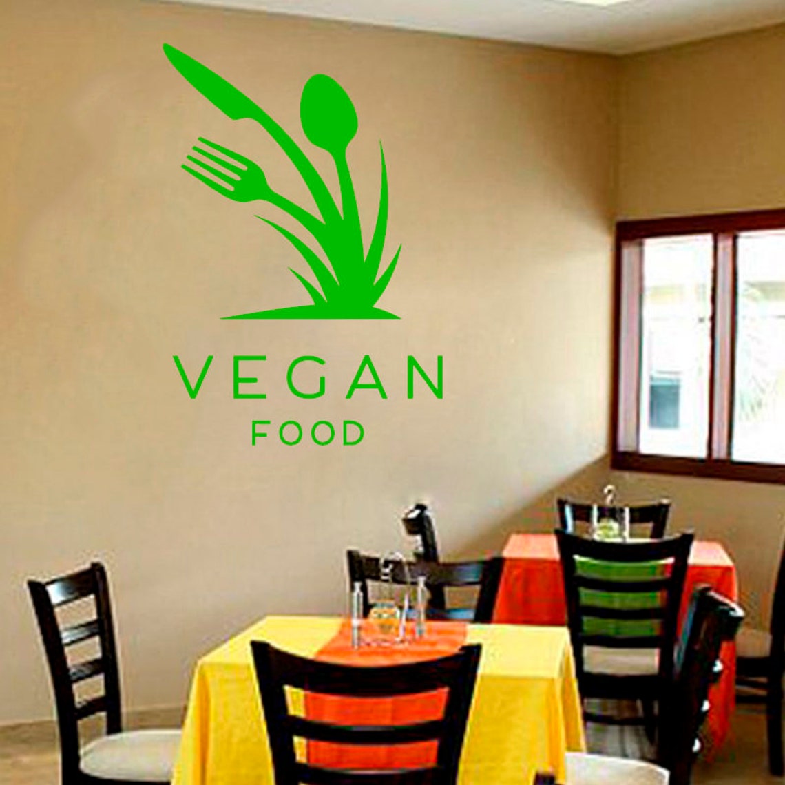 Vegan Wall Decal Vegan Wall Decor Vegan Leaf Wall Sticker Etsy