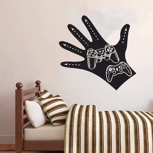 Calcomanía de pared para gamers, calcomanía de videojuegos, calcomanía de control, arte de pared para sala de juegos 2876