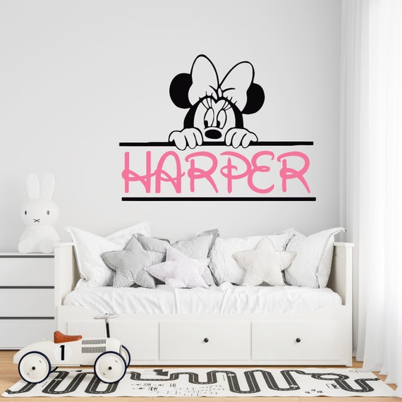 tweeling te veel glans Gepersonaliseerde naam Muursticker Minnie Mouse Wall Decal - Etsy België