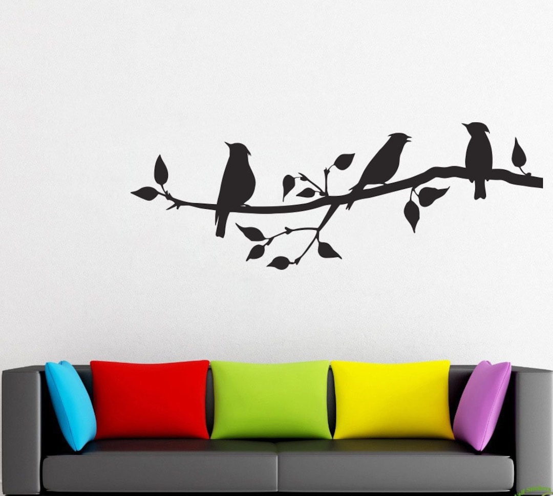 Birds on Branch Wall Decal: Nature-inspired Vinyl Sticker 1239 - Etsy