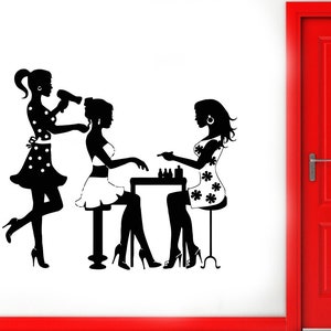 Hair Salon Wall Window Decal Sticker Hair Stylist Hair Tools Scissors Barber Shop Beauty Salon t152