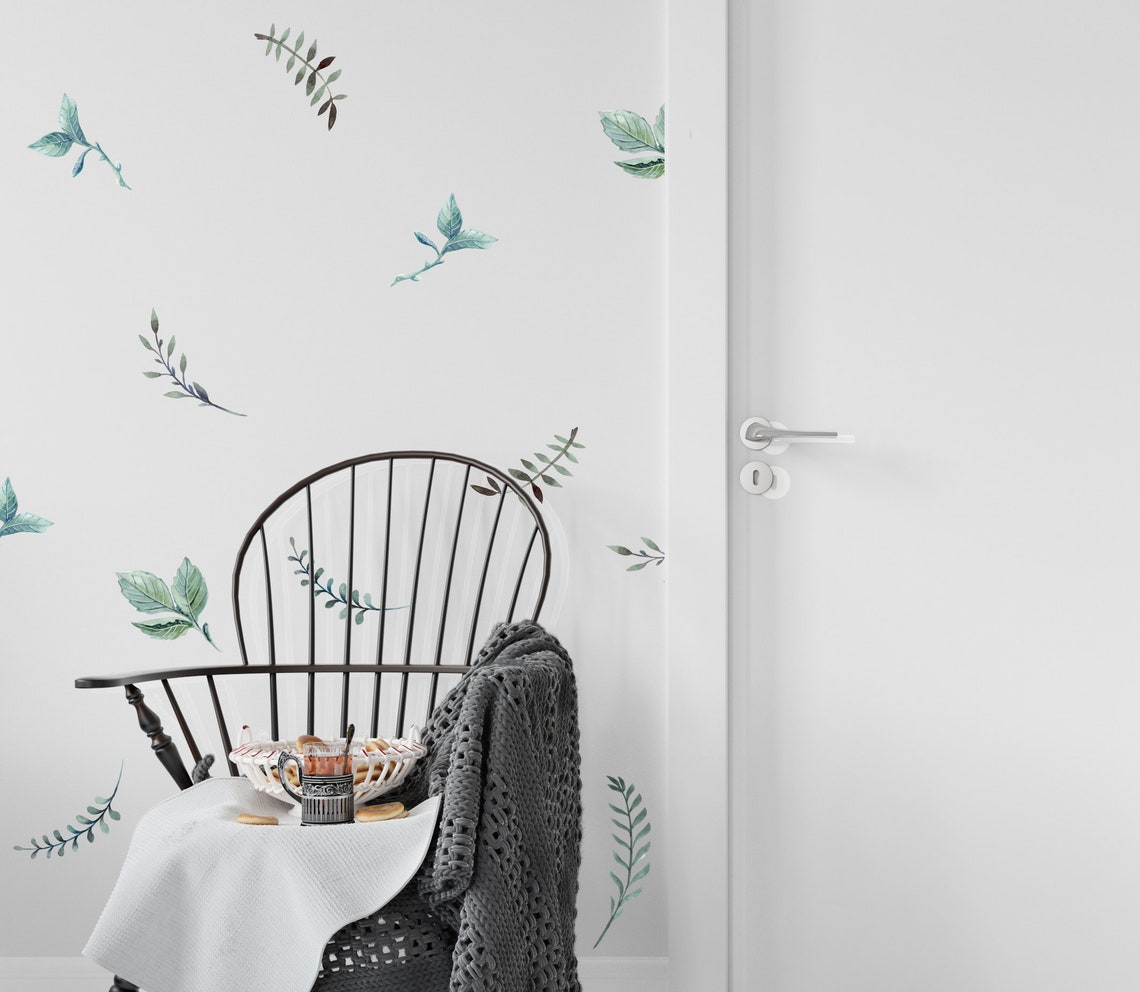 Greenery Wall Decals Watercolor Botanical Wall Stickers Etsy