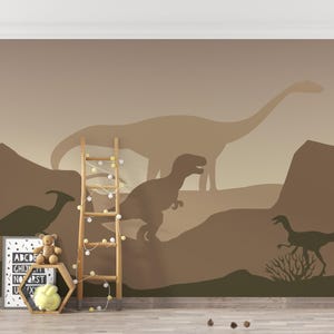 Dinosaur Forest Mural | Prehistoric Peel and Stick Wallpaper | PW674