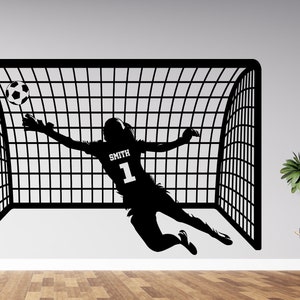 Personalized Name Soccer Girl Goalkeeper Wall Decal | Girls Soccer Player Wall Sticker | Soccer Wall Decor | CUS231