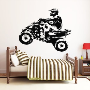 ATV Rider Wall Decal Quad Bike Wall Sticker 4 Wheeler Wall Decor 1642b