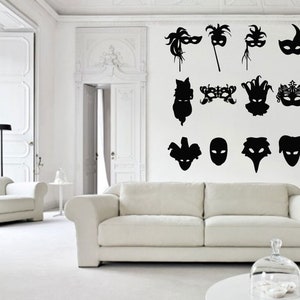 Italy,Venice Wall Decal, Carnival decor, Mask, Gondola  Italian food,Decal Window Sticker Room Vinyl sticker Handmade2370