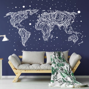 Sticker mural constellation d'étoiles carte du monde Sticker mural étoiles de poisson art mural ciel C09