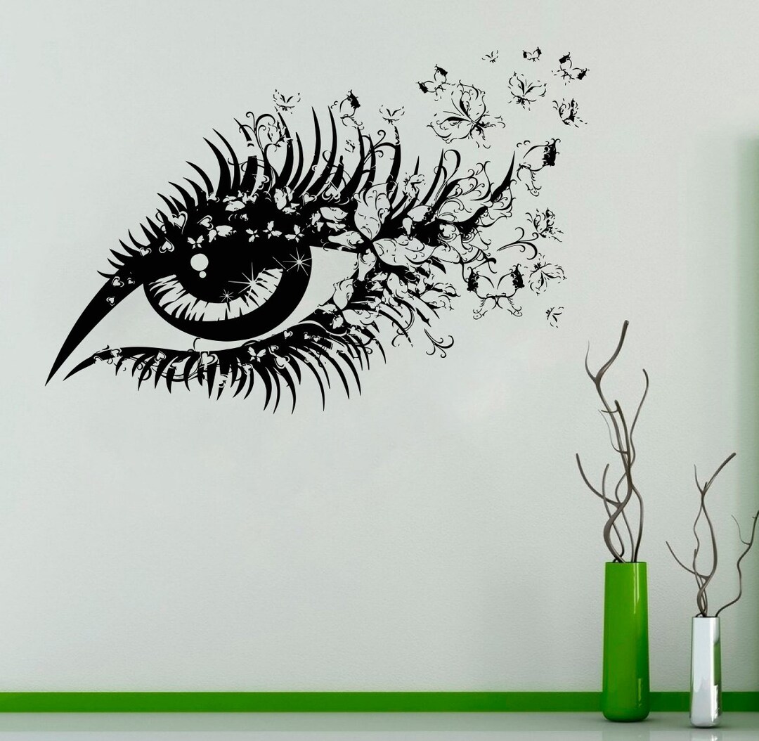 Wall Decal Window Sticker Beauty Salon Woman Face Eyelashes Etsy